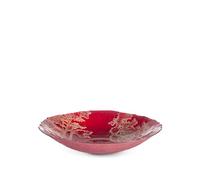 H&H Centrotavola Redwood in Vetro Decorato Rosso e Oro Ø 21 cm, Elegante Decoro Natalizio con Cervi, Perfetto per Tavola delle Feste, Non Lavabile in Lavastoviglie