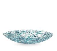 H&H Centrotavola Seashell Wall 40 cm in Vetro Colorato e Decorato Azzurro - Elegante Centro Tavola Stile Marino - Decorativo e Raffinato