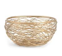 H&H Cestino in Ferro Intrecciato, Tondo, Forato, Colore Oro, 26xH11cm