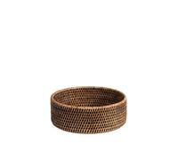 H&H Cestino Tondo in Rattan Naturale 22x7h cm, Cestino Porta Pane e Organizer Tavola, Organizer Arredo, Stile Boho Chic e Coastal
