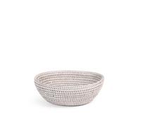 H&h cestino ovale in rattan bianco cm 22,5xh7,5