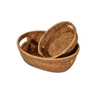 H&H Cestino Ovale In Rattan Cm 33X24X10H