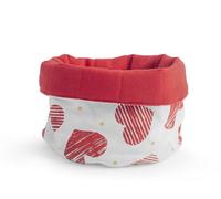 H&H, cestino pane, in tessuto, decoro cuori, rosso e bianco, 16 cm