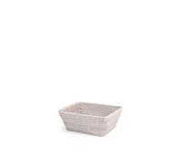 H&H Cestino Rettangolare in Rattan Bianco, 25x21x9cm