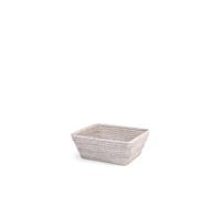 H&h cestino rettangolare in rattan bianco cm 25x21xh9 cm