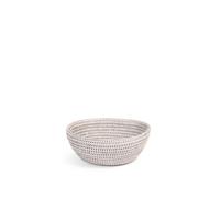 H&h Cestino Tondo In Rattan Bianco Cm 17,5xh6,5
