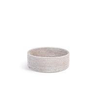 H&h cestino tondo in rattan bianco cm 22xh7 cm