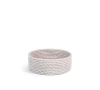 H&h cestino tondo in rattan bianco cm 22xh7 cm