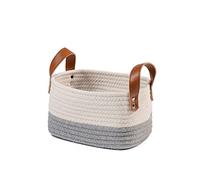 H&h cesto rettangolare bianco/grigio cm 26x20x15h