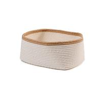 H+H Cesto in cotone e juta 38x28x17 cm Beige