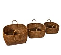 H&H Cesto in Rattan con Manici Tondo 43x23hcm