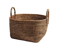 H&H Cesto in Rattan con Manici Tondo 49x28hcm