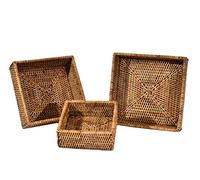 H&H Cesto in Rattan Quadrato 15x5,5hcm