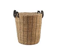 H&H Cesto in Seagrass con Manici in Cotone Neri 40x40hcm
