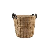 H&H Cesto in Seagrass e Cotone con Manici Neri 36x36hcm