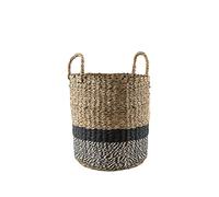 H&H Cesto in Seagrass e Fibra di Carta con Manici Beige-Nero e Bianco-Nero 28x30hcm