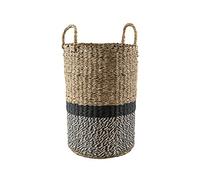H&H Cesto in Seagrass e Fibra di Carta con Manici Beige-Nero e Bianco-Nero 31x44hcm