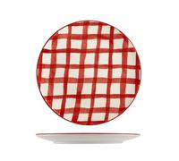 H&H Set 6 Piatti Piani Check, in Ceramica, Rosso e Bianco, 26cm - multicolore ceramica 7386801