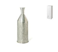 Vaso Chennai In Alluminio Decorato Inciso A Texture Colore Argento Cm 57