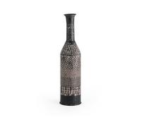 H&H Chennai Vaso in Alluminio, Inciso a Texture, Colore Nero, 11x45cm