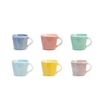 H&H Coachella Set 6 Tazze Caffè, New Bone China, 110cc, Colore, Estate
