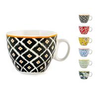 H&H Colourful Set 6 Tazze Tè, New Bone China, cc230, senza piatto, Decori e Colori Assortiti, Moderni ed Eleganti