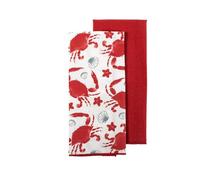 H&H Confezione 2 Strofinacci Coral in Cotone e Poliestere 38x63 cm - Assorbenti e Resistenti - Decorati - Consigliato Lavaggio a Mano