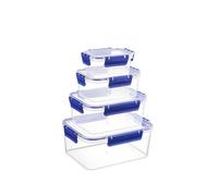 H&H Confezione 4 contenitori rettangolari Easymix in polipropilene trasparente