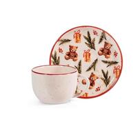 H+H Confezione 4 tazze caffè con piatto Teddy Hugs 115 cc in stoneware – 3x
