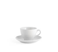 H&H Confezione 6 caffè Pearl con piatto in porcellana bianca cc 200