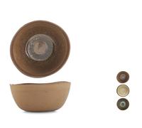 H&H Confezione 6 coppette Cancum in porcellana esterno marrone interno decoro e