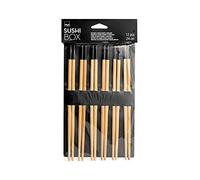 H&H Confezione 6 paia bastoncini Sushi Box, in legno naturale, 24cm