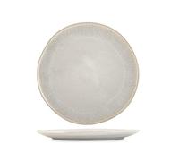 H&H Confezione 6 piatti piani Yucatan in stoneware decoro interno bianco cm. 27