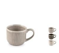 H&H Confezione 6 tazze caffè Yucatan in stoneware interno decoro terra cc 200