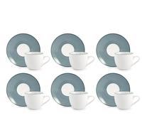 H&H Confezione 6 Tazze da Caffè Echo con Piattino in Porcellana Decorata - 90cc - Lavabili in Lavastoviglie e Utilizzabili nel Microonde