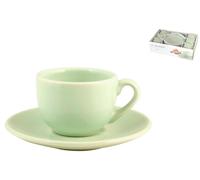 H&h Confezione 6 Tazzine Caffè Con Piattino Ceramica Madeline Verde 632