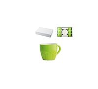 H&h Confezione 6 Tazzine Caffè New Bone China Con Piatto Verde