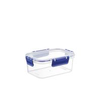 H&H Contenitore Alimentare Easymix Rettangolare 900 cc in Polipropilene Trasparente con Guarnizione in Silicone Blu - Chiusura Ermetica Clic-Clac - Lavastoviglie e Microonde