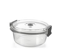 H&H Contenitore In Vetro Borosilicato 970 Ml Con Coperchio Ermetico E Valvola Sottovuoto, Tondo Ø18 Cm, Forno E Microonde (Senza Coperchio), Lavabile In Lavastoviglie