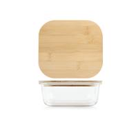 H&H CONTENITORE VETRO QUADRATO COPERCHIO BAMBU' 1100 ML