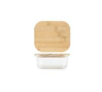 H&H CONTENITORE VETRO QUADRATO COPERCHIO BAMBU' 530 ML