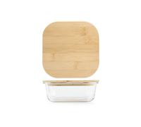 H&H CONTENITORE VETRO QUADRATO COPERCHIO BAMBU' 800 ML