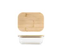 H&H CONTENITORE VETRO RETTANGOLARE COPERCHIO BAMBU' 630 ML