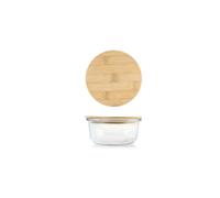 H&H CONTENITORE VETRO TONDO COPERCHIO BAMBU' 390 ML