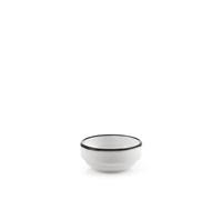 H&H Coppetta Linea Ø 6 cm in Porcellana Avorio con Bordo Nero - Impilabile - Idonea al Microonde e Lavabile in Lavastoviglie - Elegante e Pratica per Salse, Snack e Finger Food