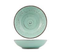 H&H Courtyard Confezione Piatti Fondi, Stoneware, Azzurro, 6 unità