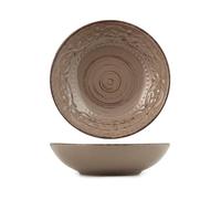 H&H 7926102 Piatti Fondi Coutryard, Stoneware, Marrone, 20 cm, 6 Pezzi