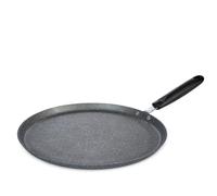 H&H Crepiera Stone Grey Ø28 cm in Alluminio con Rivestimento Antiaderente Effetto Pietra - Compatibile Induzione, Gas, Vetroceramica - Antiaderente, Manico Ergonomico