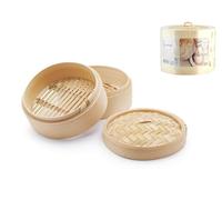 H&h cestello 2 livelli orientale cottura vapore in bamboo cm14,5