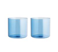 H&H-Daylight Set 2 Bicchieri in Vetro Borosilicato Azzurro, 33 icchieri Eleganti e Resistente per Bevande Fresche e Calde